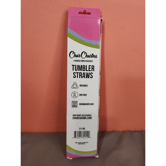 CharCharms Tumbler Straws 6 Pack Glitter Multicolor - Picture 2 of 2